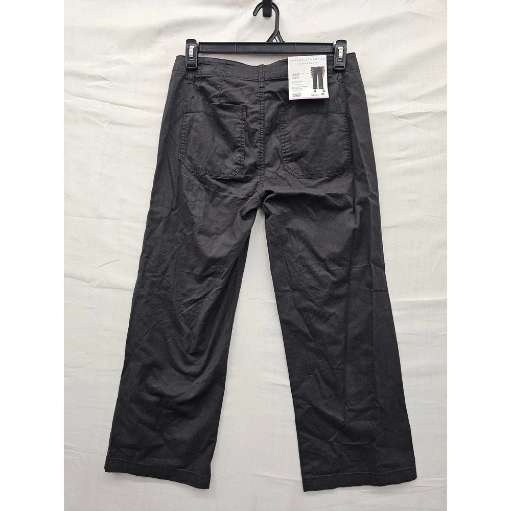Social Standard Womens Juliet Twill Crop Pants Black Cotton Blend Casual Size 6